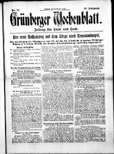 Gr&uuml;nberger Wochenblatt: Zeitung f&uuml;r Stadt und Land, No. 13. (16. Januar 1916)