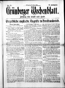 Gr&uuml;nberger Wochenblatt: Zeitung f&uuml;r Stadt und Land, No. 17. (21. Januar 1916)