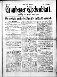 Grünberger Wochenblatt: Zeitung für Stadt und Land, No. 17. (21. Januar 1916)