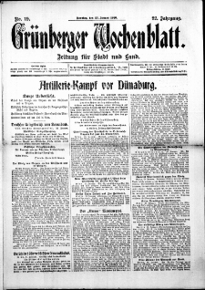 Gr&uuml;nberger Wochenblatt: Zeitung f&uuml;r Stadt und Land, No. 19. (23. Januar 1916)
