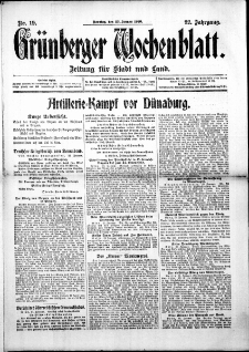 Grünberger Wochenblatt: Zeitung für Stadt und Land, No. 19. (23. Januar 1916)