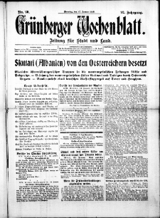 Grünberger Wochenblatt: Zeitung für Stadt und Land, No. 20. (25. Januar 1916)