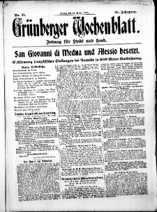 Gr&uuml;nberger Wochenblatt: Zeitung f&uuml;r Stadt und Land, No. 23. (28. Januar 1916)