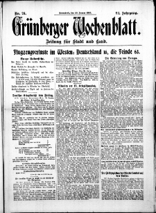 Gr&uuml;nberger Wochenblatt: Zeitung f&uuml;r Stadt und Land, No. 24. (29. Januar 1916)