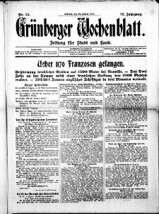 Gr&uuml;nberger Wochenblatt: Zeitung f&uuml;r Stadt und Land, No. 25. (30. Januar 1916)