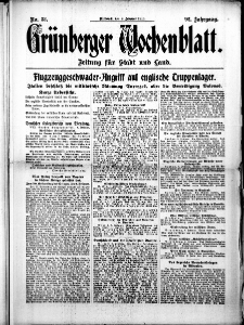 Gr&uuml;nberger Wochenblatt: Zeitung f&uuml;r Stadt und Land, No. 33. (9. Februar 1916)