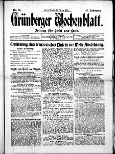 Grünberger Wochenblatt: Zeitung für Stadt und Land, No. 34. (10. Februar 1916)