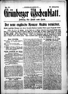 Gr&uuml;nberger Wochenblatt: Zeitung f&uuml;r Stadt und Land, No. 36. (12. Februar 1916)