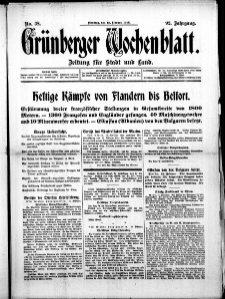 Gr&uuml;nberger Wochenblatt: Zeitung f&uuml;r Stadt und Land, No. 38. (15. Februar 1916)
