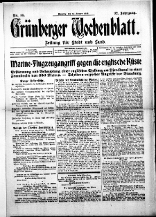 Gr&uuml;nberger Wochenblatt: Zeitung f&uuml;r Stadt und Land, No. 44. (22. Februar 1916)