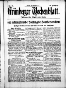 Gr&uuml;nberger Wochenblatt: Zeitung f&uuml;r Stadt und Land, No. 45. (23. Februar 1916)