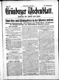 Grünberger Wochenblatt: Zeitung für Stadt und Land, No. 51. (1. März 1916)