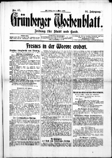 Gr&uuml;nberger Wochenblatt: Zeitung f&uuml;r Stadt und Land, No. 57. (8. M&auml;rz 1916)
