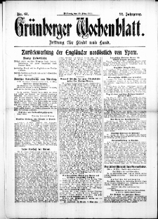 Gr&uuml;nberger Wochenblatt: Zeitung f&uuml;r Stadt und Land, No. 63. (15. M&auml;rz 1916)