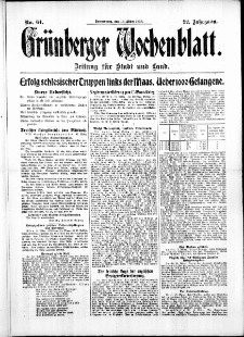 Gr&uuml;nberger Wochenblatt: Zeitung f&uuml;r Stadt und Land, No. 64. (16. M&auml;rz 1916)