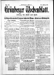 Grünberger Wochenblatt: Zeitung für Stadt und Land, No. 64. (16. März 1916)