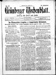 Gr&uuml;nberger Wochenblatt: Zeitung f&uuml;r Stadt und Land, No. 66. (18. M&auml;rz 1916)