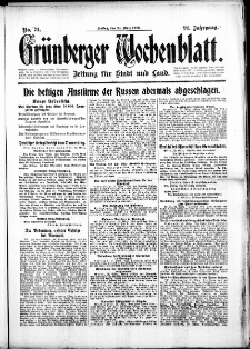 Grünberger Wochenblatt: Zeitung für Stadt und Land, No. 71. (24. März 1916)