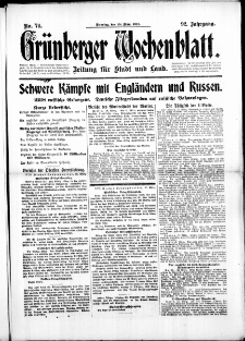 Gr&uuml;nberger Wochenblatt: Zeitung f&uuml;r Stadt und Land, No. 74. (26. M&auml;rz 1916)