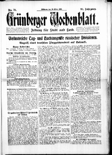 Grünberger Wochenblatt: Zeitung für Stadt und Land, No. 75. (29. März 1916)