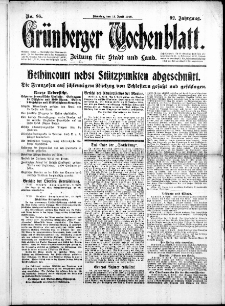 Gr&uuml;nberger Wochenblatt: Zeitung f&uuml;r Stadt und Land, No. 86. (11. April 1916)
