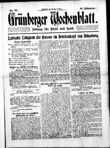 Gr&uuml;nberger Wochenblatt: Zeitung f&uuml;r Stadt und Land, No. 92. (18. April 1916)