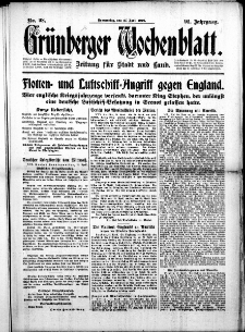 Gr&uuml;nberger Wochenblatt: Zeitung f&uuml;r Stadt und Land, No. 98. (27. April 1916)