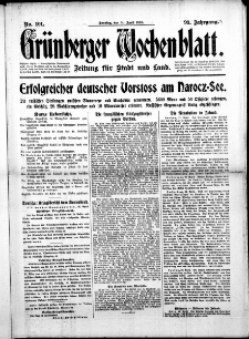 Grünberger Wochenblatt: Zeitung für Stadt und Land, No. 101. (30. April 1916)