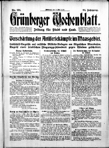 Grünberger Wochenblatt: Zeitung für Stadt und Land, No. 103. (3. Mai 1916)