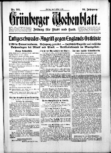 Gr&uuml;nberger Wochenblatt: Zeitung f&uuml;r Stadt und Land, No. 105. (5. Mai 1916)