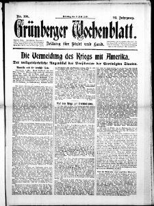 Gr&uuml;nberger Wochenblatt: Zeitung f&uuml;r Stadt und Land, No. 108. (9. Mai 1916)