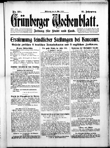 Gr&uuml;nberger Wochenblatt: Zeitung f&uuml;r Stadt und Land, No. 109. (10. Mai 1916)