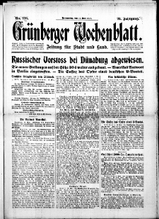 Gr&uuml;nberger Wochenblatt: Zeitung f&uuml;r Stadt und Land, No. 110. (11. Mai 1916)