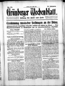 Gr&uuml;nberger Wochenblatt: Zeitung f&uuml;r Stadt und Land, No. 111. (12. Mai 1916)