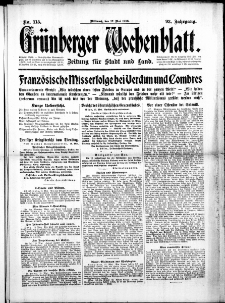 Grünberger Wochenblatt: Zeitung für Stadt und Land, No. 115. (17. Mai 1916)