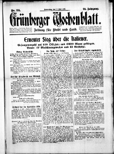 Gr&uuml;nberger Wochenblatt: Zeitung f&uuml;r Stadt und Land, No. 116. (18. Mai 1916)