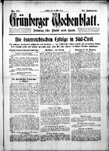 Gr&uuml;nberger Wochenblatt: Zeitung f&uuml;r Stadt und Land, No. 117. (19. Mai 1916)