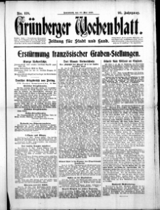 Gr&uuml;nberger Wochenblatt: Zeitung f&uuml;r Stadt und Land, No. 118. (20. Mai 1916)