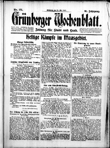 Gr&uuml;nberger Wochenblatt: Zeitung f&uuml;r Stadt und Land, No. 121. (24. Mai 1916)