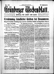 Gr&uuml;nberger Wochenblatt: Zeitung f&uuml;r Stadt und Land, No. 123. (26. Mai 1916)