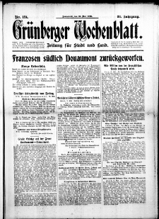 Gr&uuml;nberger Wochenblatt: Zeitung f&uuml;r Stadt und Land, No. 124. (27. Mai 1916)