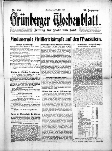Gr&uuml;nberger Wochenblatt: Zeitung f&uuml;r Stadt und Land, No. 126. (30. Mai 1916)