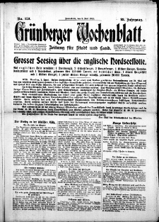 Grünberger Wochenblatt: Zeitung für Stadt und Land, No. 129. (3. Juni 1916)