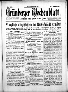 Gr&uuml;nberger Wochenblatt: Zeitung f&uuml;r Stadt und Land, No. 131. (6. Juni 1916)