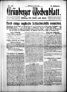 Grünberger Wochenblatt: Zeitung für Stadt und Land, No. 132. (7. Juni 1916)