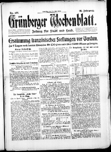 Gr&uuml;nberger Wochenblatt: Zeitung f&uuml;r Stadt und Land, No. 136. (11. Juni 1916)