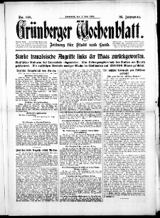 Gr&uuml;nberger Wochenblatt: Zeitung f&uuml;r Stadt und Land, No. 140. (17. Juni 1916)