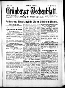 Gr&uuml;nberger Wochenblatt: Zeitung f&uuml;r Stadt und Land, No. 141. (18. Juni 1916)