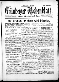 Gr&uuml;nberger Wochenblatt: Zeitung f&uuml;r Stadt und Land, No. 143. (21. Juni 1916)
