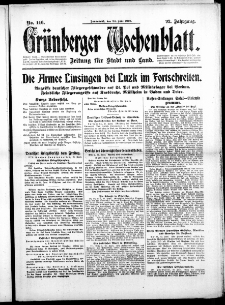 Gr&uuml;nberger Wochenblatt: Zeitung f&uuml;r Stadt und Land, No. 146. (24. Juni 1916)